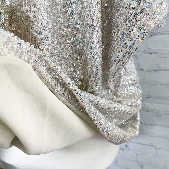 NEW Sofia Collections Sequined Dolman Top Womens S M Silver V Neck Made in Italy - Picture 9 of 10